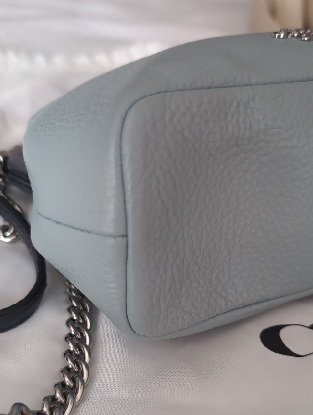 Coach Nora Blueberry Pebbled Leather Kisslock Crossbody in Light Blue Bag - Picture 6 of 9